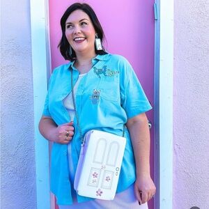 Her Universe Blue Men's Button-Down Shirt with Monsters Inc Characters